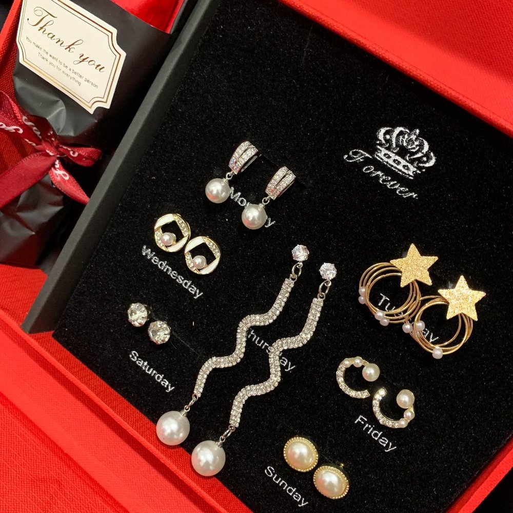 7 Days of the Week Earrings Set Weekly Jewelry Gift Set
